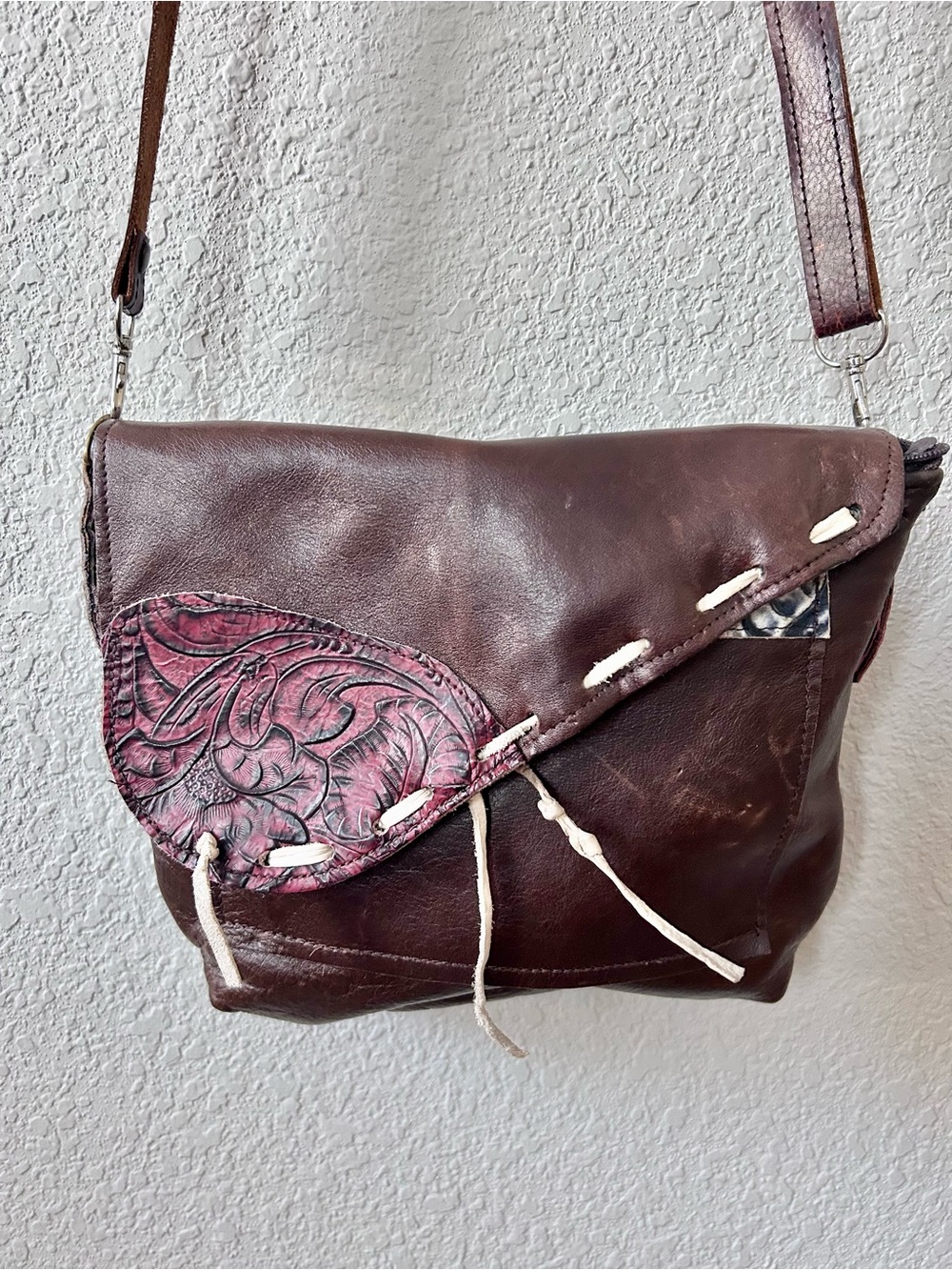 Rebellious Gypsy Trading Co Leather Crossbody Bag with Tooled Accents